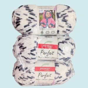 Premier Parfait Yarn Flavors (3) 3oz Each Skein Licorice Twist Black White Lot
